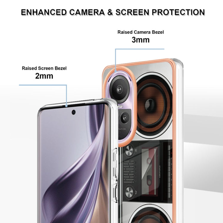 For OPPO Reno10 Pro 5G Global Electroplating Marble Dual-side IMD Phone Case(Retro Radio) by buy2fix