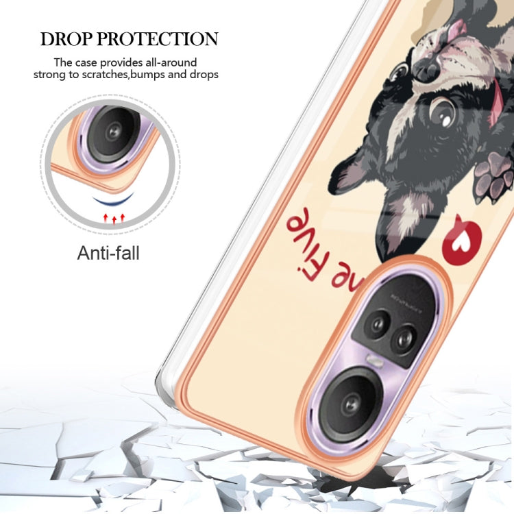 For OPPO Reno10 Pro 5G Global Electroplating Marble Dual-side IMD Phone Case(Lucky Dog) by buy2fix