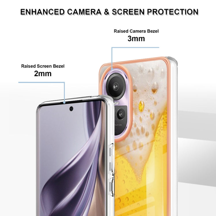 For OPPO Reno10 Pro 5G Global Electroplating Marble Dual-side IMD Phone Case(Draft Beer) by buy2fix