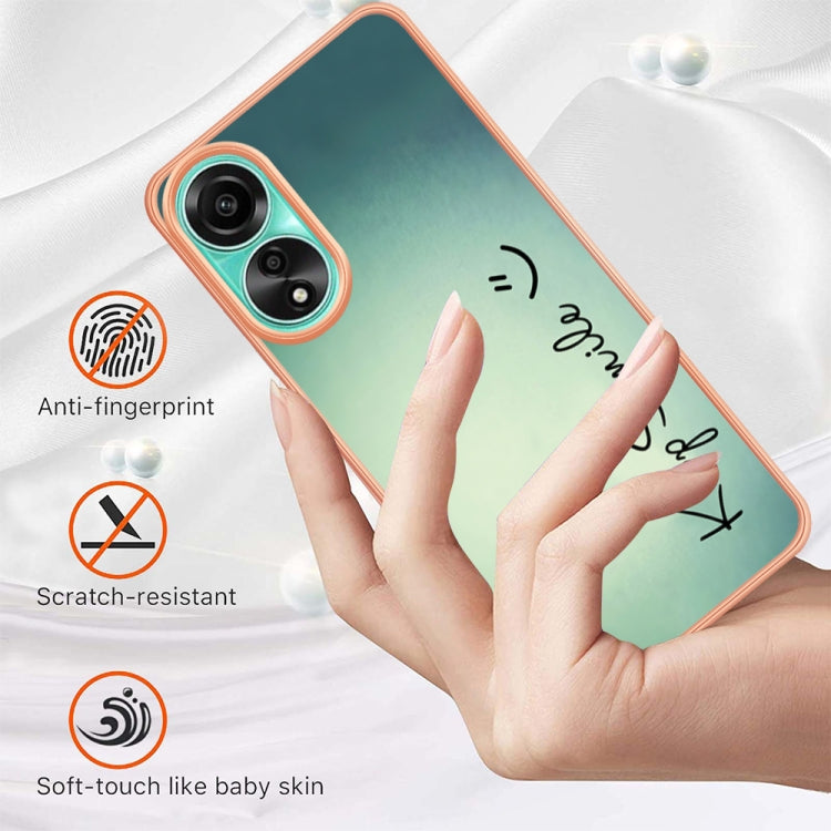 For OPPO A78 4G Electroplating Marble Dual-side IMD Phone Case(Smile) by buy2fix