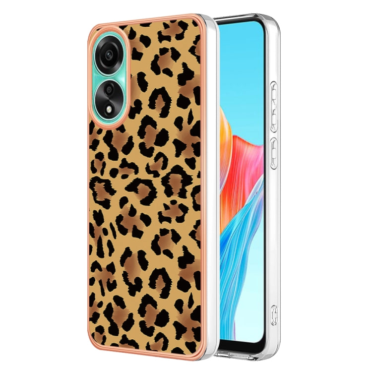 For OPPO A78 4G Electroplating Marble Dual-side IMD Phone Case(Leopard Print) by buy2fix