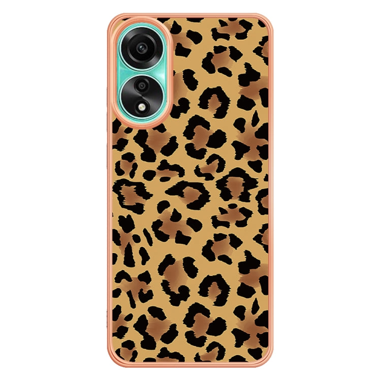 For OPPO A78 4G Electroplating Marble Dual-side IMD Phone Case(Leopard Print) by buy2fix
