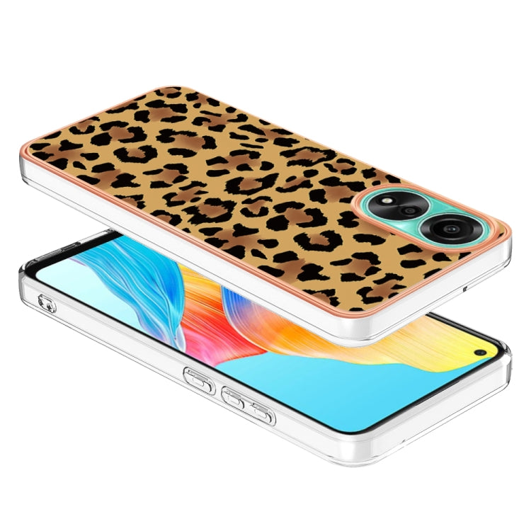 For OPPO A78 4G Electroplating Marble Dual-side IMD Phone Case(Leopard Print) by buy2fix