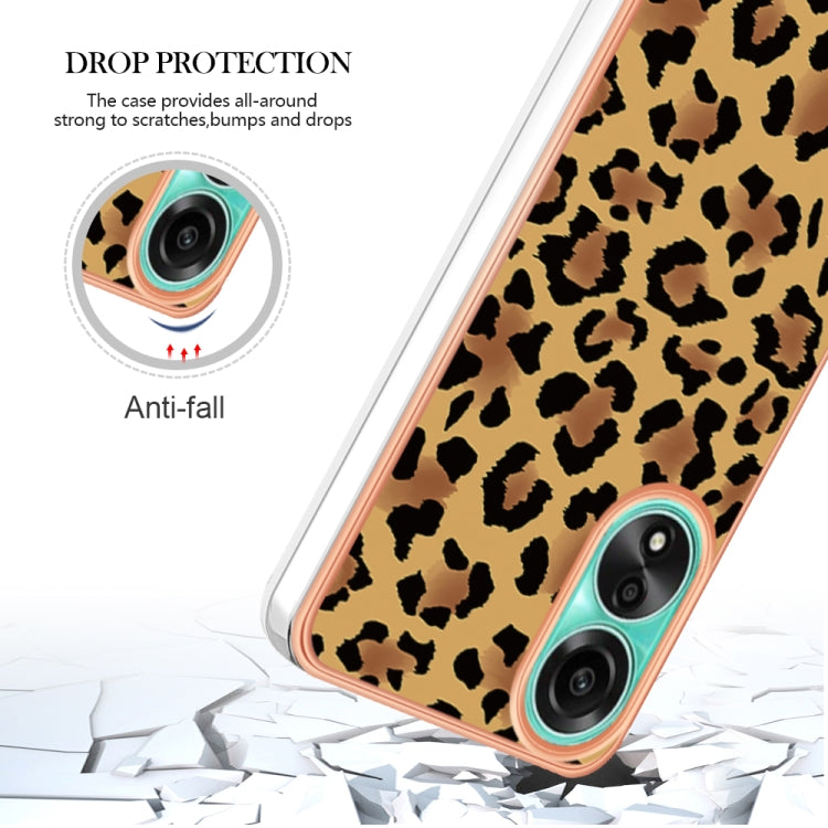 For OPPO A78 4G Electroplating Marble Dual-side IMD Phone Case(Leopard Print) by buy2fix