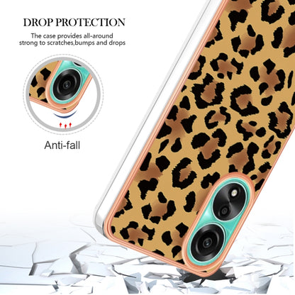 For OPPO A78 4G Electroplating Marble Dual-side IMD Phone Case(Leopard Print) by buy2fix