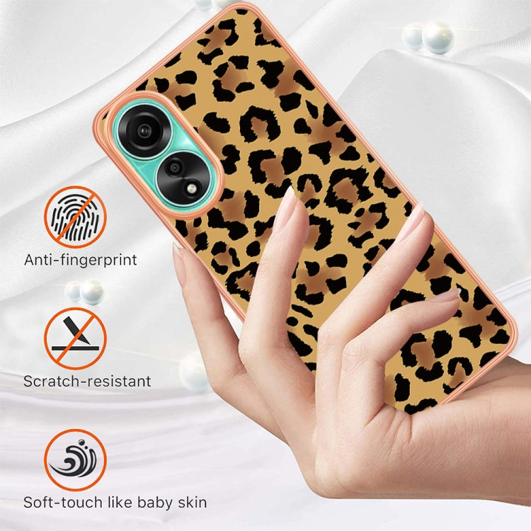For OPPO A78 4G Electroplating Marble Dual-side IMD Phone Case(Leopard Print) by buy2fix
