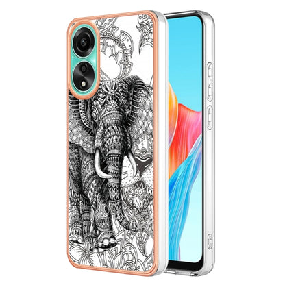 For OPPO A78 4G Electroplating Marble Dual-side IMD Phone Case(Totem Elephant) by buy2fix