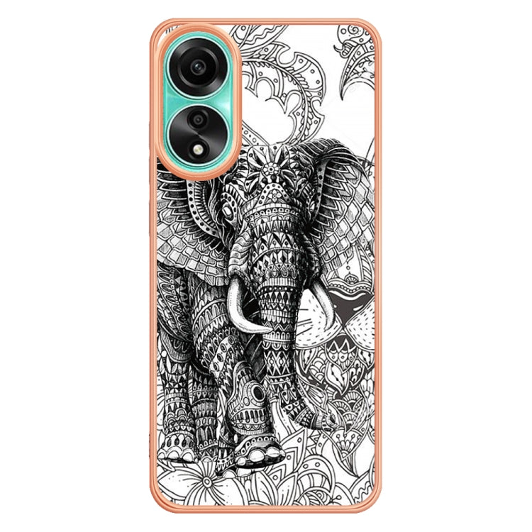 For OPPO A78 4G Electroplating Marble Dual-side IMD Phone Case(Totem Elephant) by buy2fix