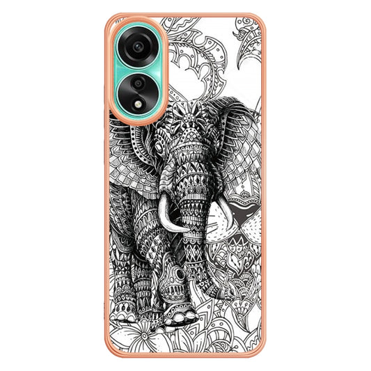 For OPPO A78 4G Electroplating Marble Dual-side IMD Phone Case(Totem Elephant) by buy2fix
