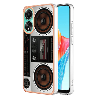 For OPPO A78 4G Electroplating Marble Dual-side IMD Phone Case(Retro Radio) by buy2fix