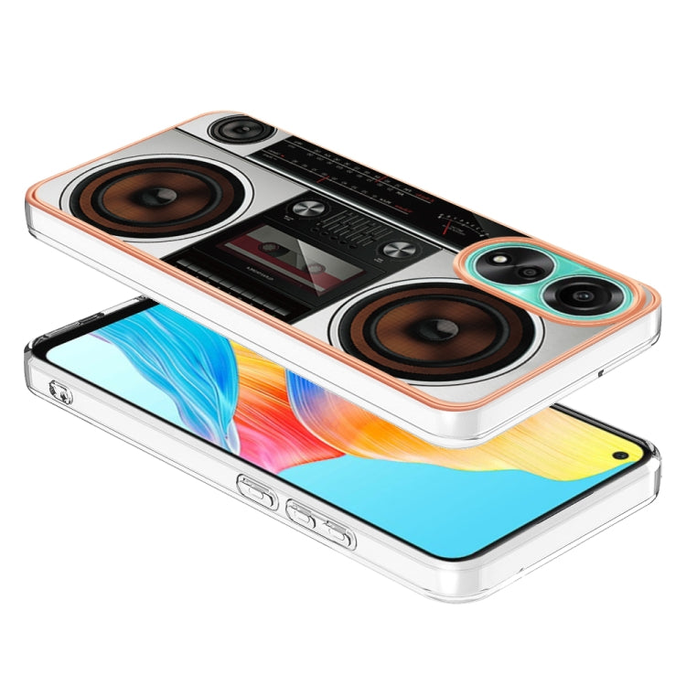 For OPPO A78 4G Electroplating Marble Dual-side IMD Phone Case(Retro Radio) by buy2fix