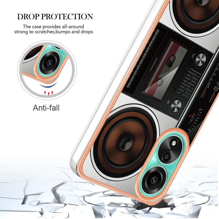 For OPPO A78 4G Electroplating Marble Dual-side IMD Phone Case(Retro Radio) by buy2fix
