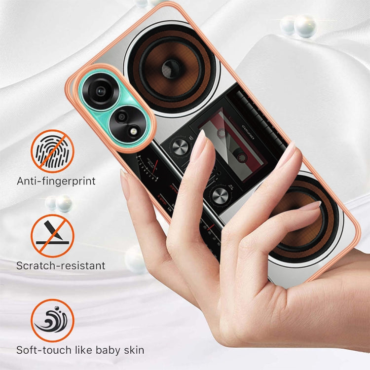 For OPPO A78 4G Electroplating Marble Dual-side IMD Phone Case(Retro Radio) by buy2fix