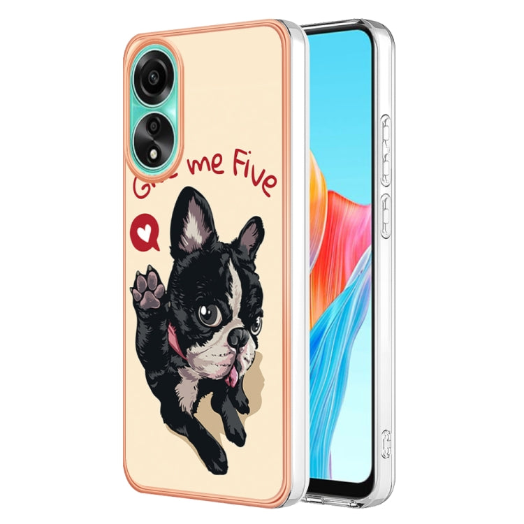For OPPO A78 4G Electroplating Marble Dual-side IMD Phone Case(Lucky Dog) by buy2fix