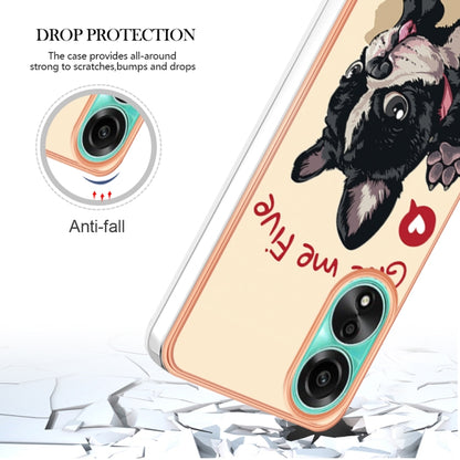 For OPPO A78 4G Electroplating Marble Dual-side IMD Phone Case(Lucky Dog) by buy2fix