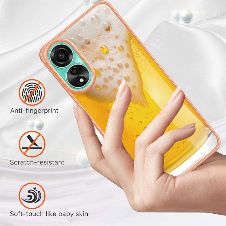 For OPPO A78 4G Electroplating Marble Dual-side IMD Phone Case(Draft Beer) by buy2fix