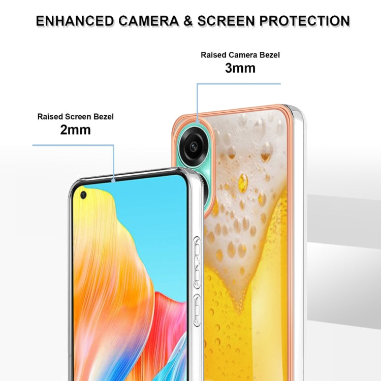 For OPPO A78 4G Electroplating Marble Dual-side IMD Phone Case(Draft Beer) by buy2fix