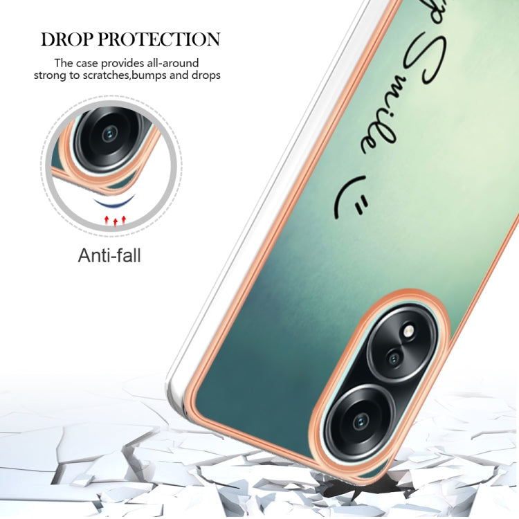 For OPPO A58 4G Electroplating Marble Dual-side IMD Phone Case(Smile) by buy2fix