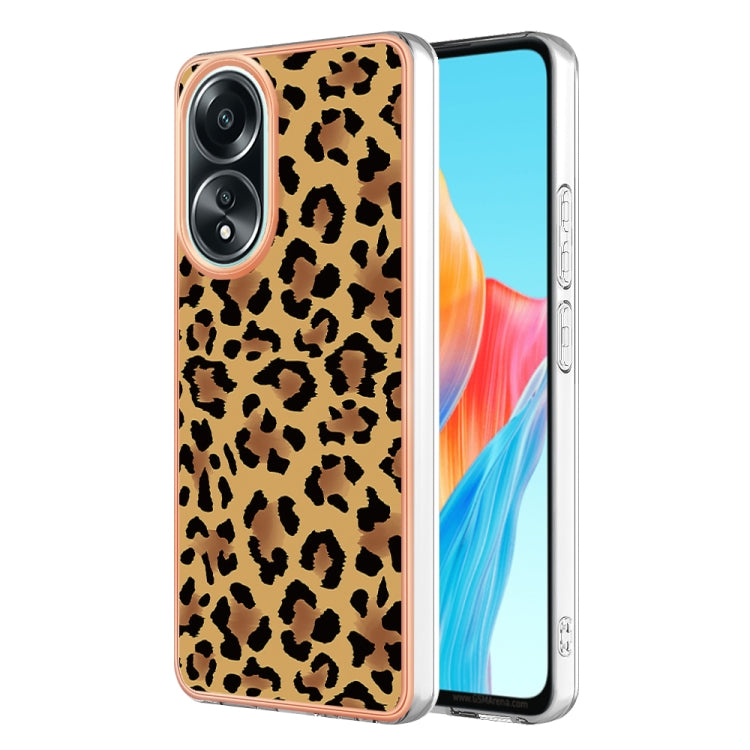 For OPPO A58 4G Electroplating Marble Dual-side IMD Phone Case(Leopard Print) by buy2fix