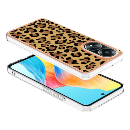 For OPPO A58 4G Electroplating Marble Dual-side IMD Phone Case(Leopard Print) by buy2fix