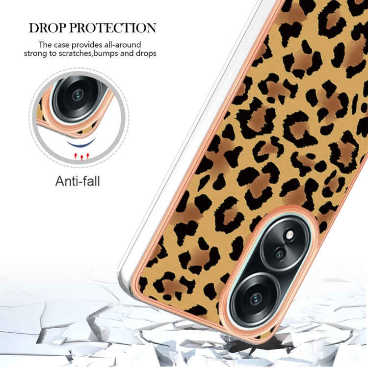 For OPPO A58 4G Electroplating Marble Dual-side IMD Phone Case(Leopard Print) by buy2fix