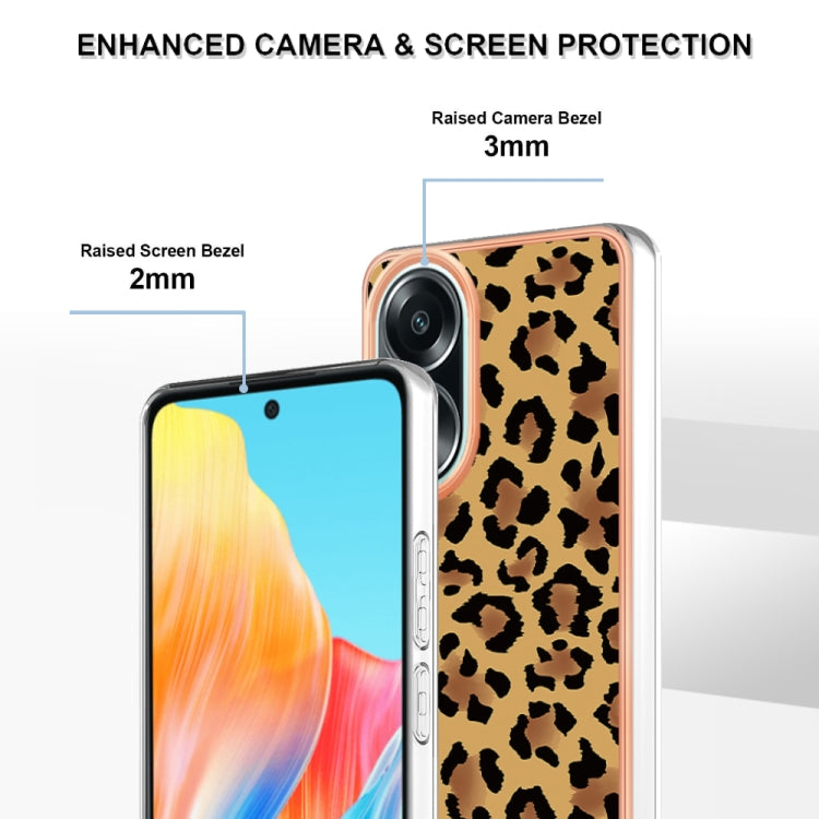For OPPO A58 4G Electroplating Marble Dual-side IMD Phone Case(Leopard Print) by buy2fix