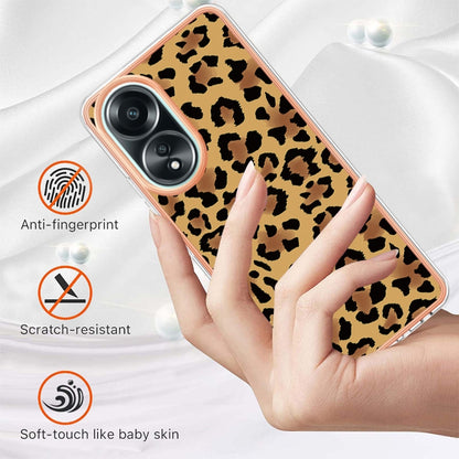 For OPPO A58 4G Electroplating Marble Dual-side IMD Phone Case(Leopard Print) by buy2fix