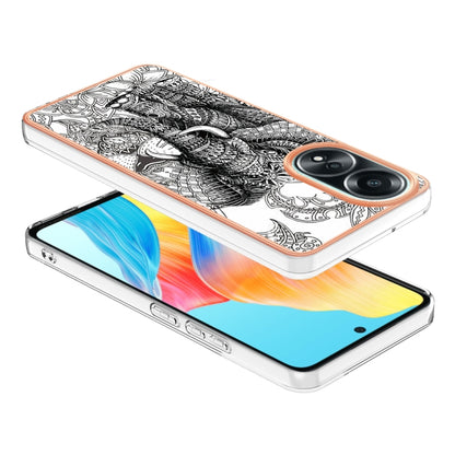 For OPPO A58 4G Electroplating Marble Dual-side IMD Phone Case(Totem Elephant) by buy2fix