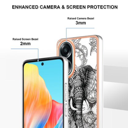 For OPPO A58 4G Electroplating Marble Dual-side IMD Phone Case(Totem Elephant) by buy2fix