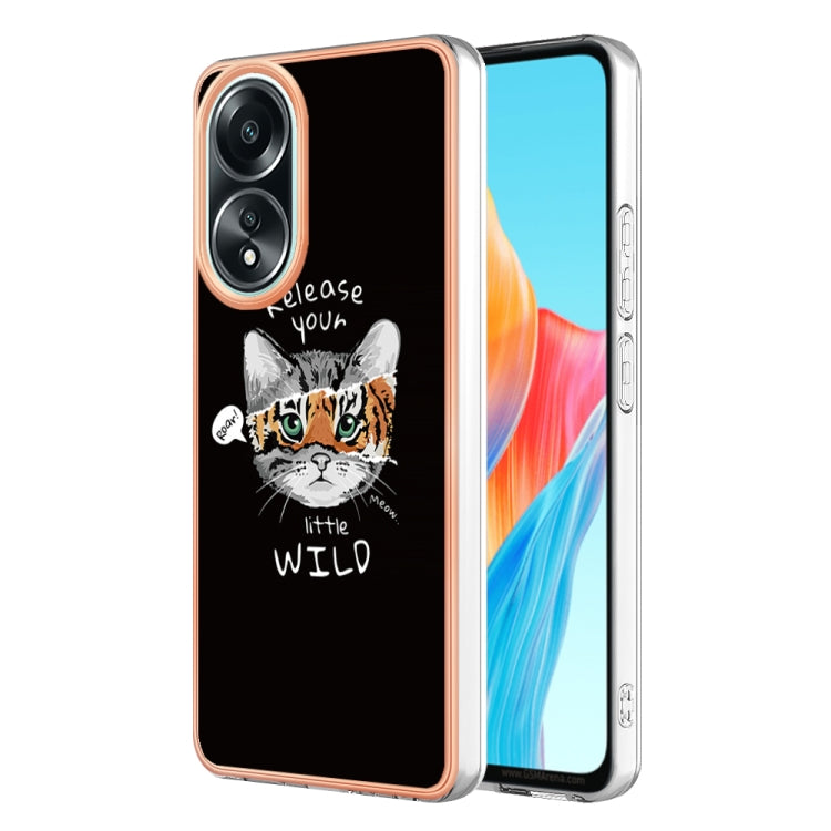 For OPPO A58 4G Electroplating Marble Dual-side IMD Phone Case(Natural Growth) by buy2fix