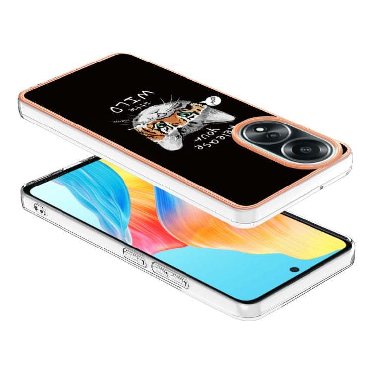 For OPPO A58 4G Electroplating Marble Dual-side IMD Phone Case(Natural Growth) by buy2fix