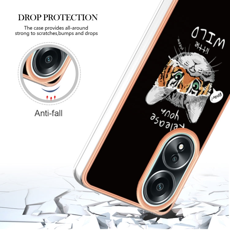 For OPPO A58 4G Electroplating Marble Dual-side IMD Phone Case(Natural Growth) by buy2fix