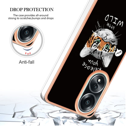 For OPPO A58 4G Electroplating Marble Dual-side IMD Phone Case(Natural Growth) by buy2fix