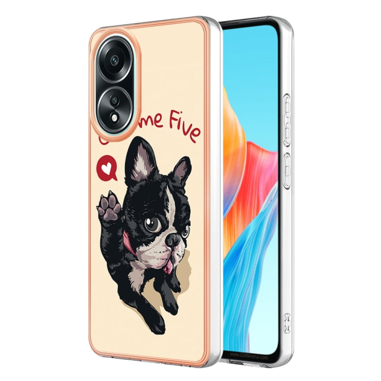For OPPO A58 4G Electroplating Marble Dual-side IMD Phone Case(Lucky Dog) by buy2fix