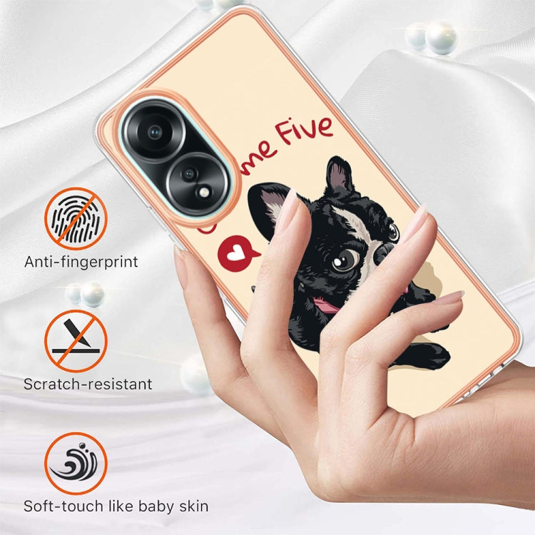 For OPPO A58 4G Electroplating Marble Dual-side IMD Phone Case(Lucky Dog) by buy2fix