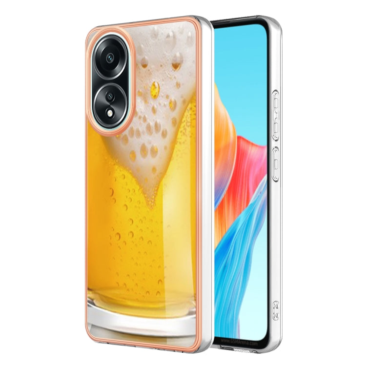For OPPO A58 4G Electroplating Marble Dual-side IMD Phone Case(Draft Beer) by buy2fix