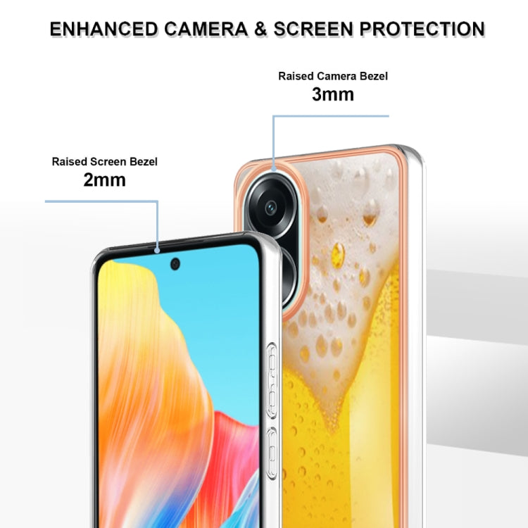 For OPPO A58 4G Electroplating Marble Dual-side IMD Phone Case(Draft Beer) by buy2fix