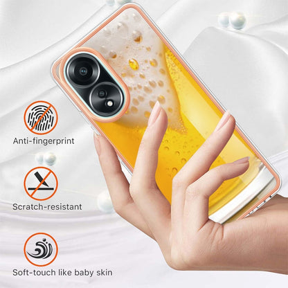 For OPPO A58 4G Electroplating Marble Dual-side IMD Phone Case(Draft Beer) by buy2fix