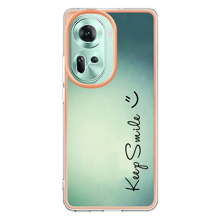 For OPPO Reno11 5G Global Electroplating Marble Dual-side IMD Phone Case(Smile) - OPPO Cases by buy2fix | Online Shopping UK | buy2fix