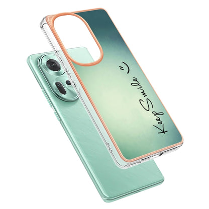 For OPPO Reno11 5G Global Electroplating Marble Dual-side IMD Phone Case(Smile) - OPPO Cases by buy2fix | Online Shopping UK | buy2fix