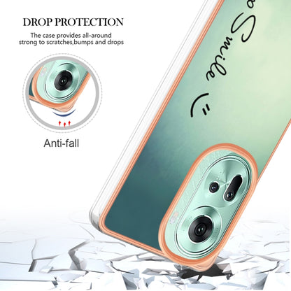 For OPPO Reno11 5G Global Electroplating Marble Dual-side IMD Phone Case(Smile) - OPPO Cases by buy2fix | Online Shopping UK | buy2fix