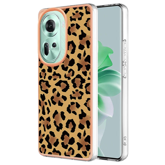 For OPPO Reno11 5G Global Electroplating Marble Dual-side IMD Phone Case(Leopard Print) - OPPO Cases by buy2fix | Online Shopping UK | buy2fix