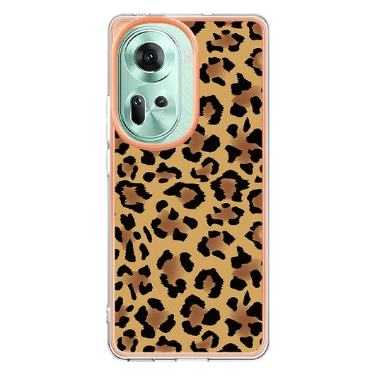 For OPPO Reno11 5G Global Electroplating Marble Dual-side IMD Phone Case(Leopard Print) - OPPO Cases by buy2fix | Online Shopping UK | buy2fix