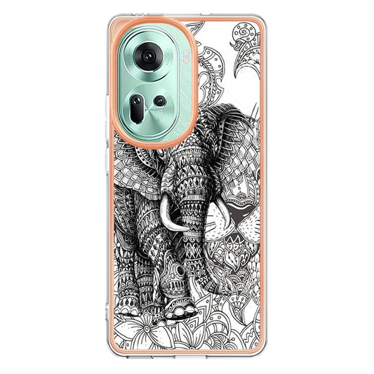 For OPPO Reno11 5G Global Electroplating Marble Dual-side IMD Phone Case(Totem Elephant) - OPPO Cases by buy2fix | Online Shopping UK | buy2fix