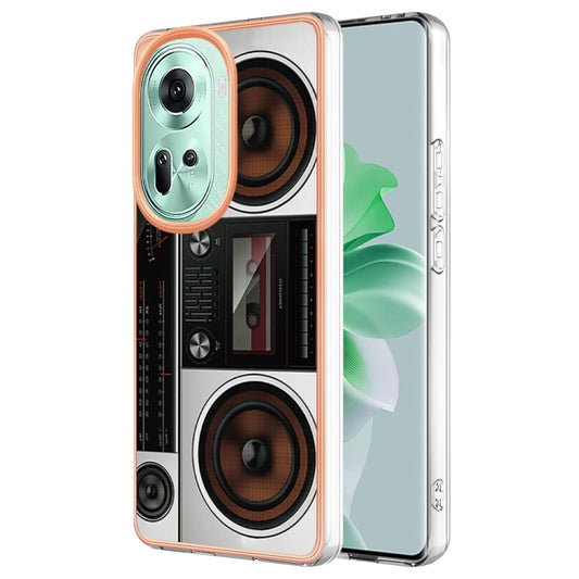 For OPPO Reno11 5G Global Electroplating Marble Dual-side IMD Phone Case(Retro Radio) - OPPO Cases by buy2fix | Online Shopping UK | buy2fix
