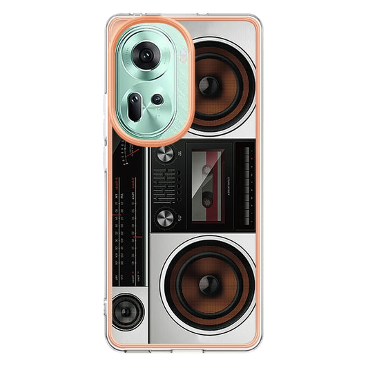 For OPPO Reno11 5G Global Electroplating Marble Dual-side IMD Phone Case(Retro Radio) - OPPO Cases by buy2fix | Online Shopping UK | buy2fix