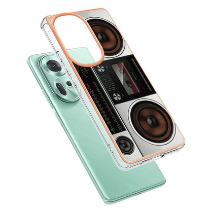 For OPPO Reno11 5G Global Electroplating Marble Dual-side IMD Phone Case(Retro Radio) - OPPO Cases by buy2fix | Online Shopping UK | buy2fix