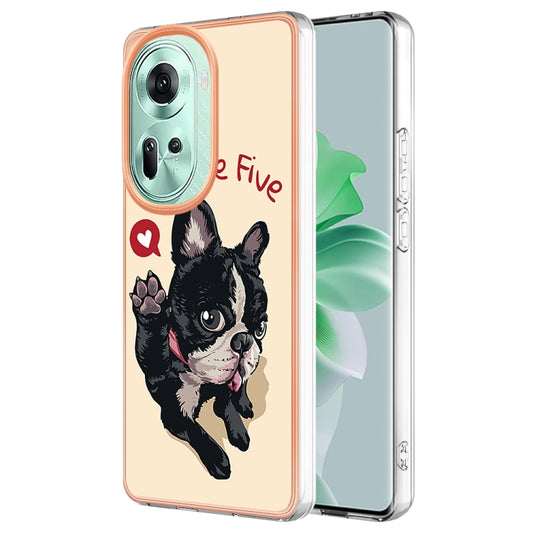 For OPPO Reno11 5G Global Electroplating Marble Dual-side IMD Phone Case(Lucky Dog) - OPPO Cases by buy2fix | Online Shopping UK | buy2fix
