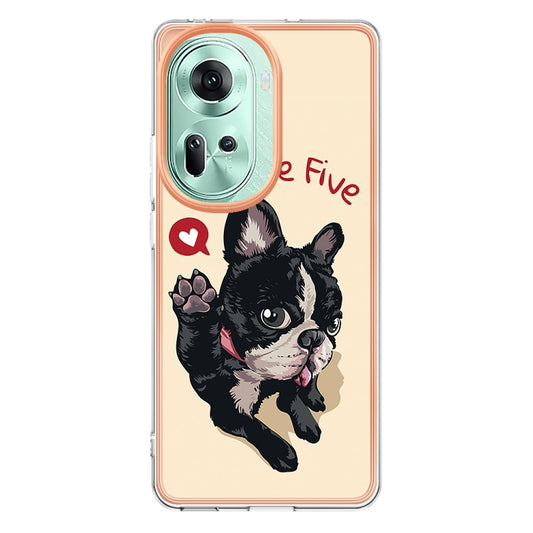 For OPPO Reno11 5G Global Electroplating Marble Dual-side IMD Phone Case(Lucky Dog) - OPPO Cases by buy2fix | Online Shopping UK | buy2fix