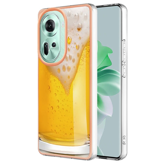 For OPPO Reno11 5G Global Electroplating Marble Dual-side IMD Phone Case(Draft Beer) - OPPO Cases by buy2fix | Online Shopping UK | buy2fix